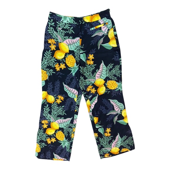 Anthropologie Maeve Escape Printed Pants Pineapple Lemon Tropical size 14 - Picture 4 of 5